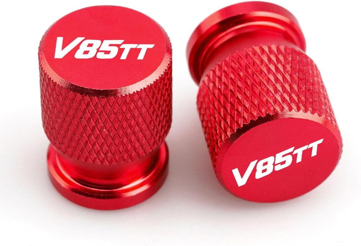 2-Pack Red Tire Valve Caps for Moto Guzzi V85TT Motorcycles with Leak-
