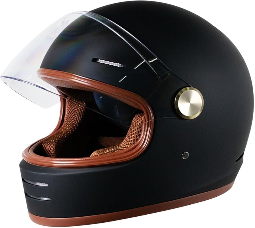 Retro Vintage Full Face Motorcycle Helmet for Cafe Racer and Cruiser R