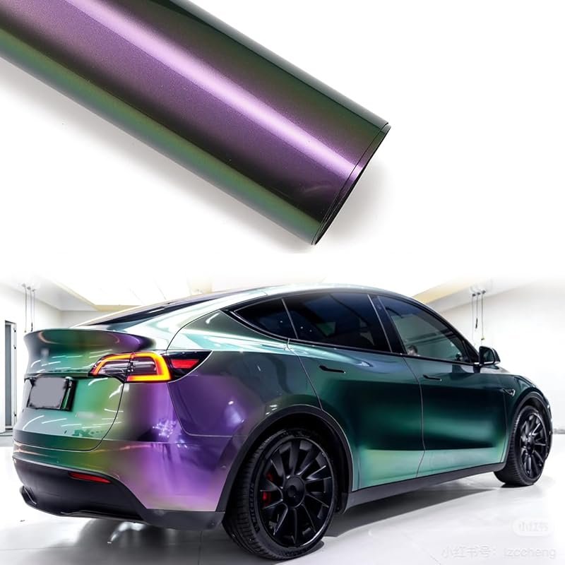 Blueshyhall Gloss Metallic Car Wrap Vinyl Roll Purple to Green Chamele