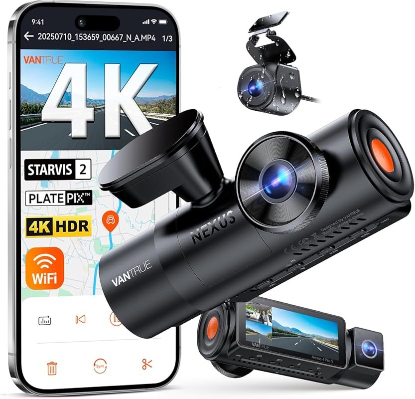 4K 3-Channel Front, Inside, Rear Dash Cam: Triple STARVIS 2, Night Vis