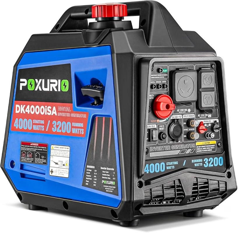 4000 Watt Inverter Generator, 120V Gas Powered Generator SuperQuiet, R