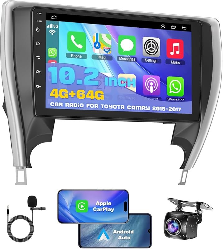 4GB+64GB Android 13 Car Stereo for 2015-2017 Toyota Camry with 10.2-In