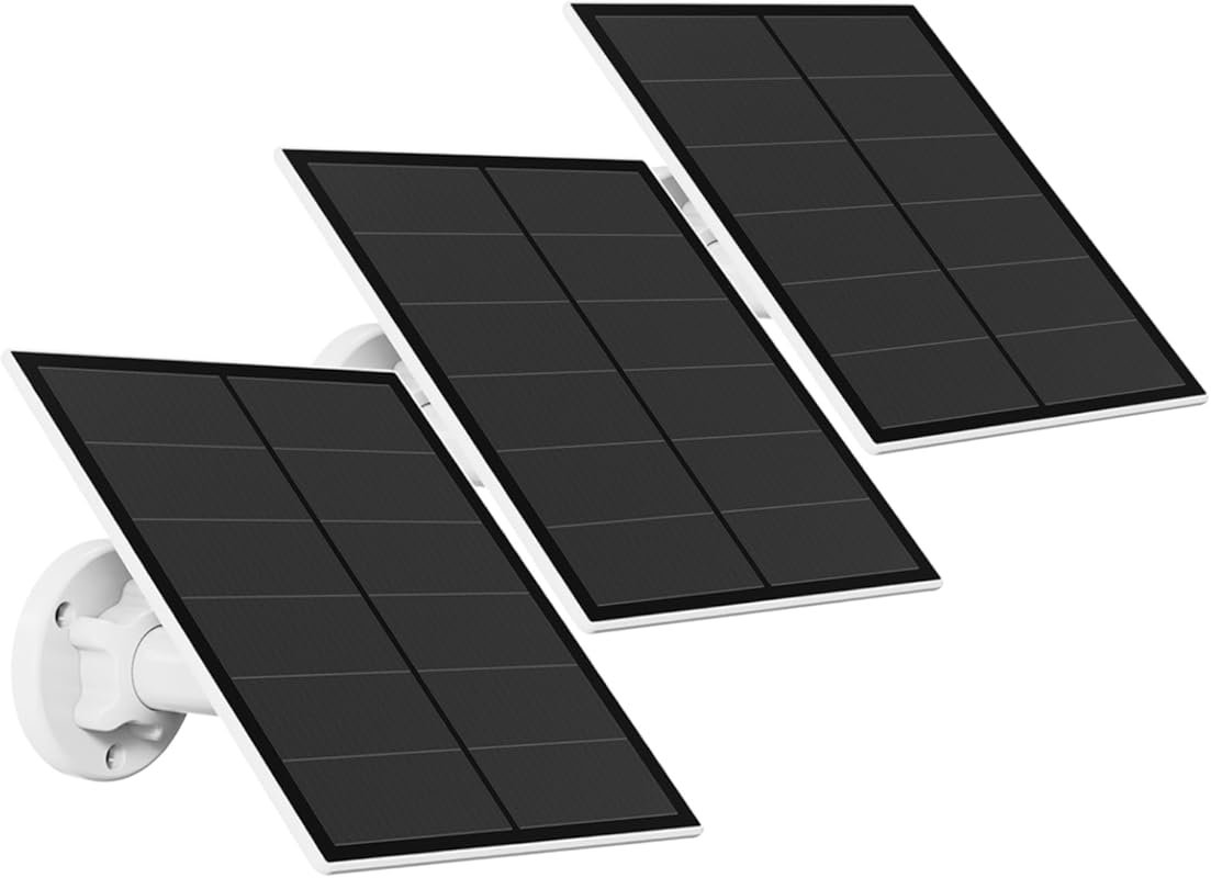 Three Pack 5W USB Solar Panels for Rechargeable Security Cameras, Wate