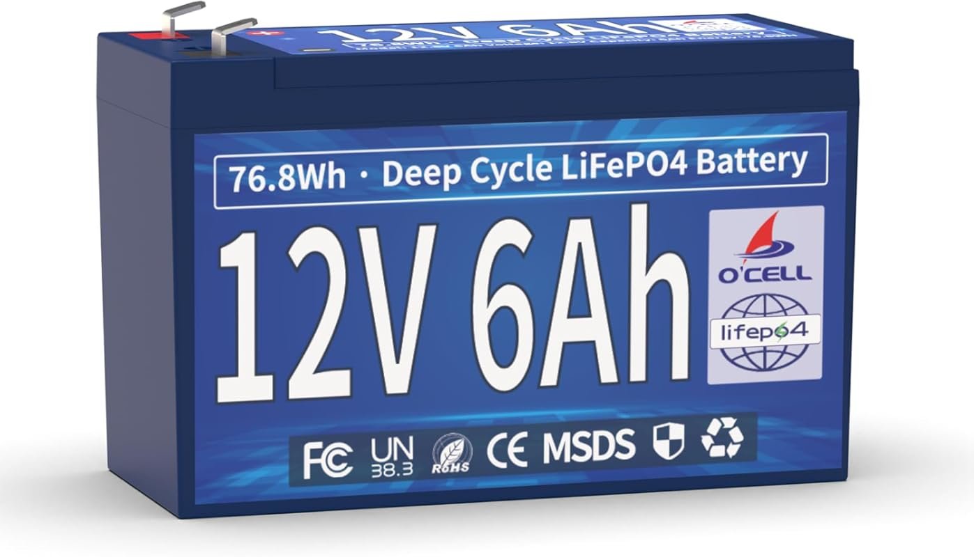 12V 6Ah LiFePO4 Lithium Battery with 4000+ Cycles and 10-Year Life for