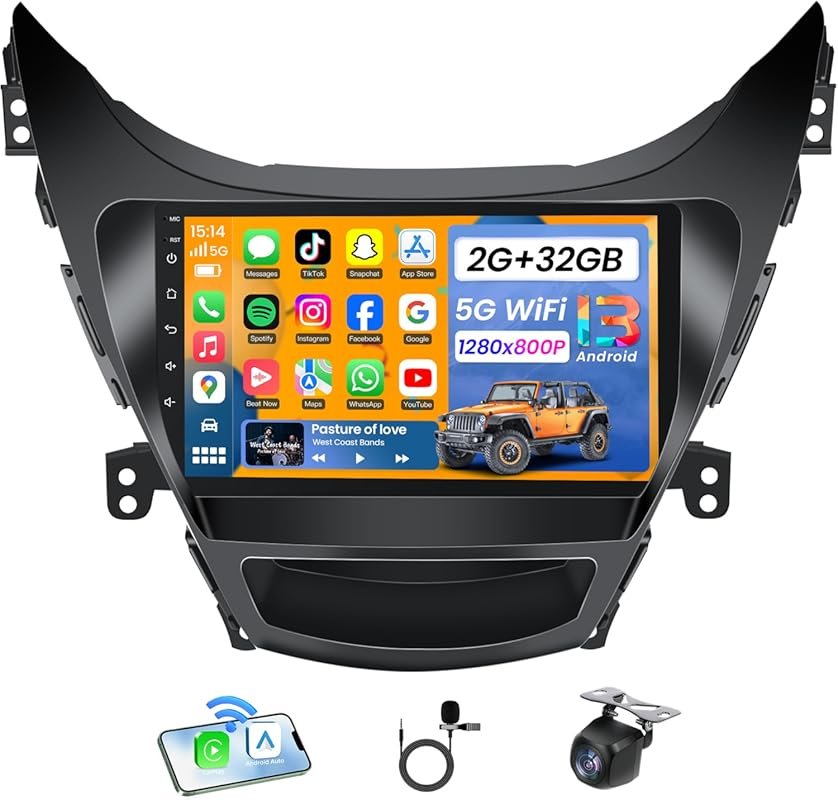 Car Stereo for 2012 Hyundai Elantra with Wireless CarPlay, a 9-Inch IP