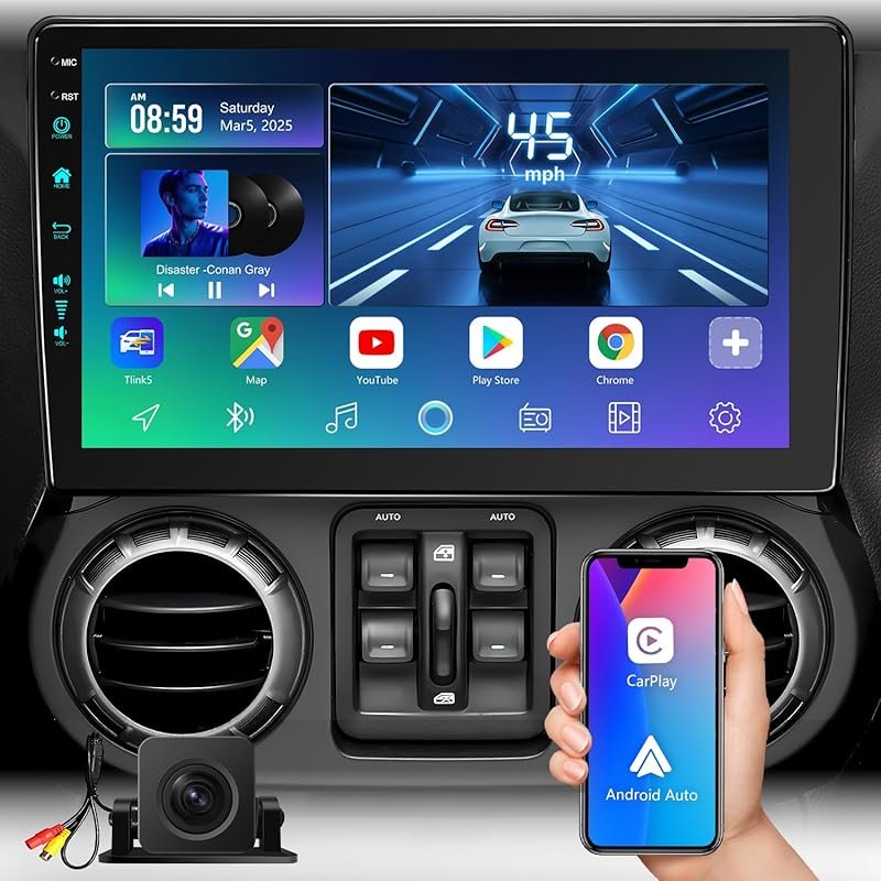 10.2-Inch Car Stereo for Jeep Wrangler with GPS Navigation, Apple CarP