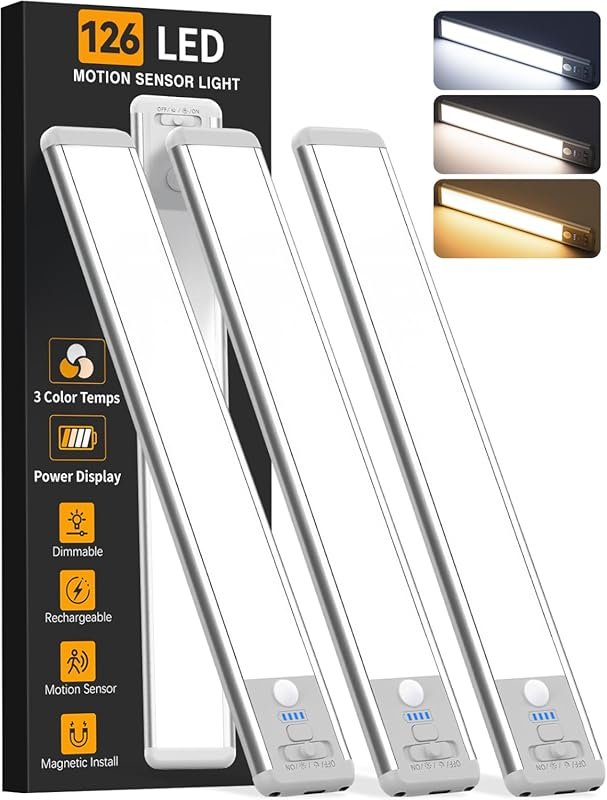 Best Rechargeable Under Cabinet Lighting: Wireless Motion Sensor, 3 Co