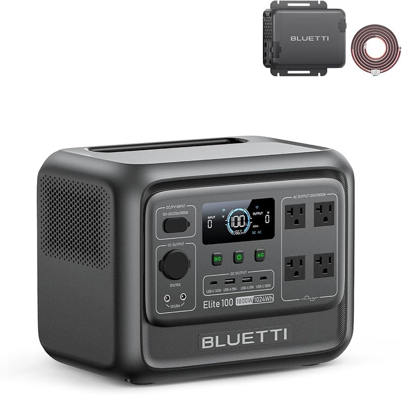 The BLUETTI Elite 100 Portable Power Station features a 1024Wh LFP bat