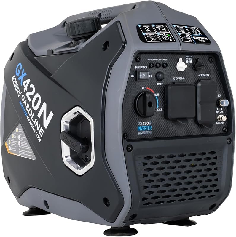 Pulsar 4200-Watt Portable Gas-Powered Quiet Inverter Generator with Pa