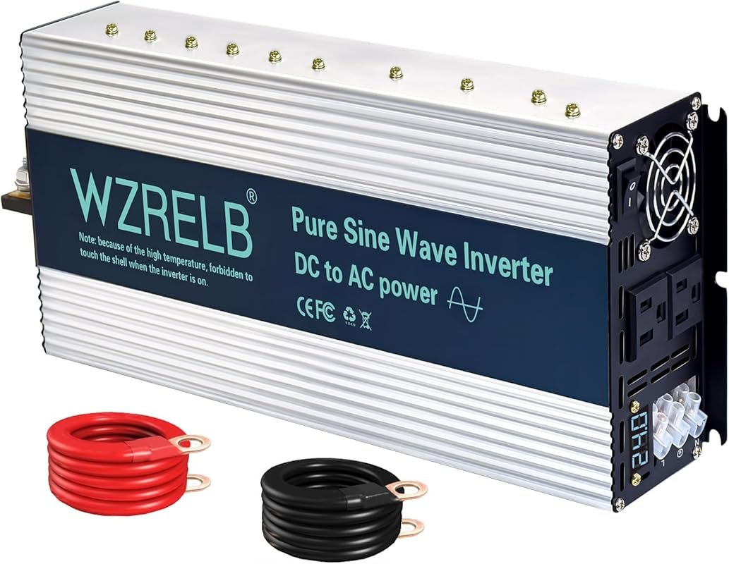WZRELB 2500W Pure Sine Wave Inverter, Car Power Inverter 24V DC to 110