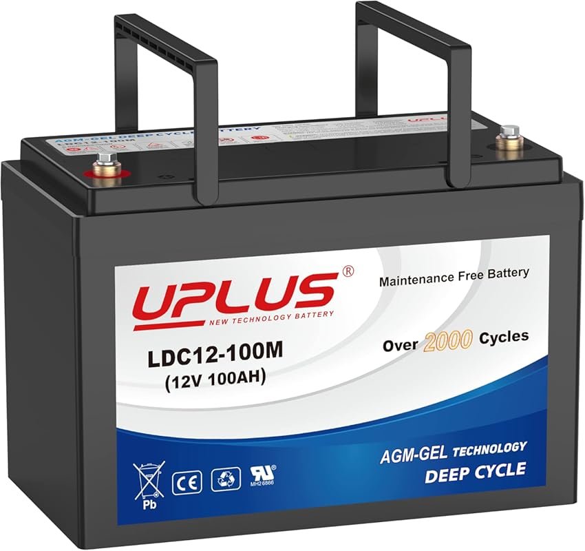 UPLUS Group 27 12V 100Ah AGM Deep Cycle Battery for RV, Solar, and Gol