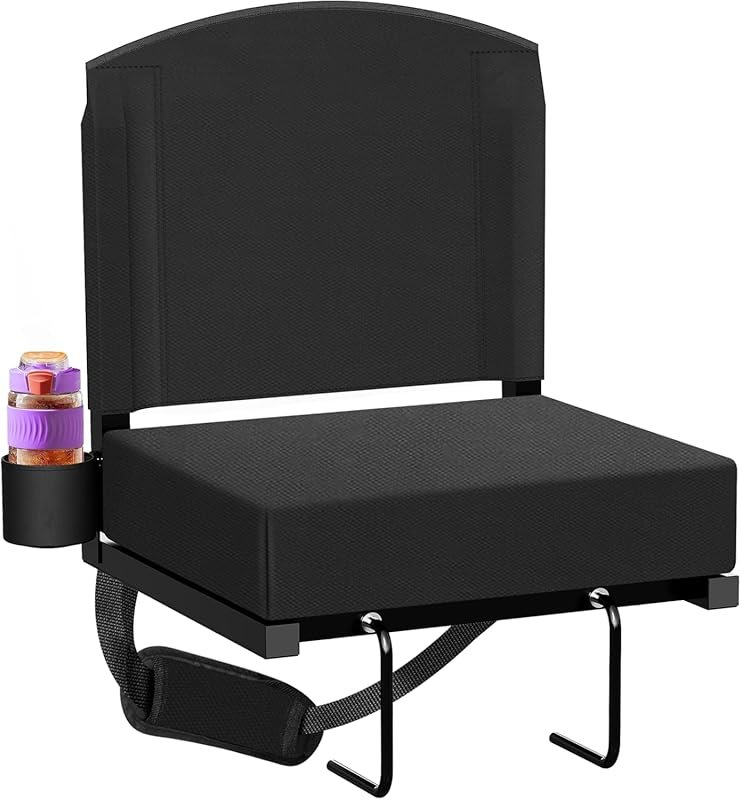 Stadium Seat with Back Support Holds Up to 400lbs, Portable with Shoul
