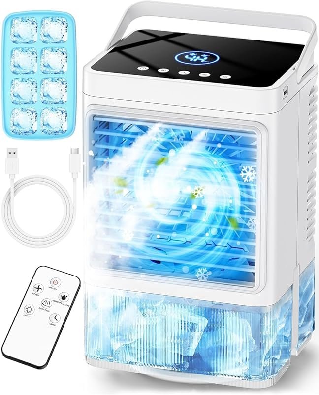 Small 4-in-1 Portable Air Conditioner with 3 Speeds, Remote, Humidifie