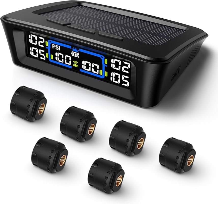 Tymate TM12 RV TPMS with USB and Solar Charging for Six Sensors and Ex