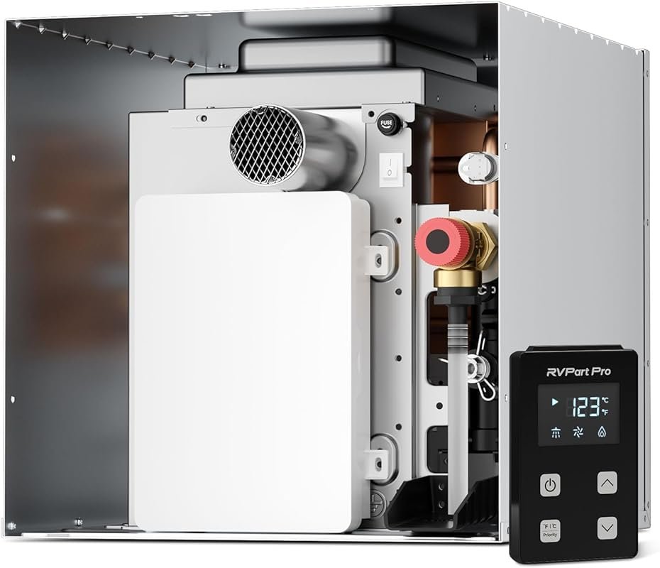 RVPart Pro 60,000 BTU Propane RV Tankless Water Heater with Remote Con