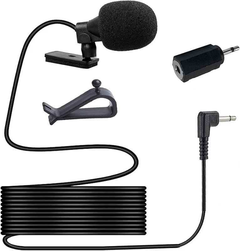3.5mm Car Radio Mic with Long Cable for Kenwood, JVC, Sony, and Alpine