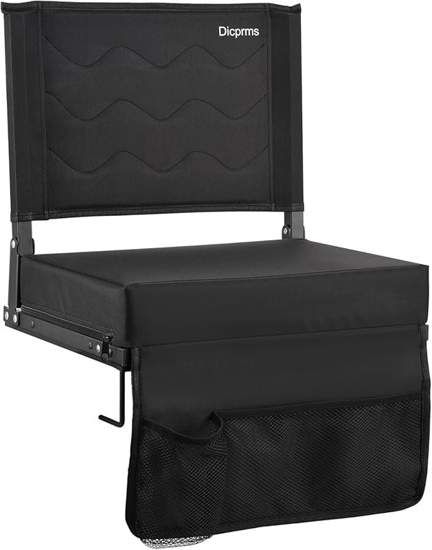 Portable Stadium Seat with Thick Padded Cushion and Back Support for B