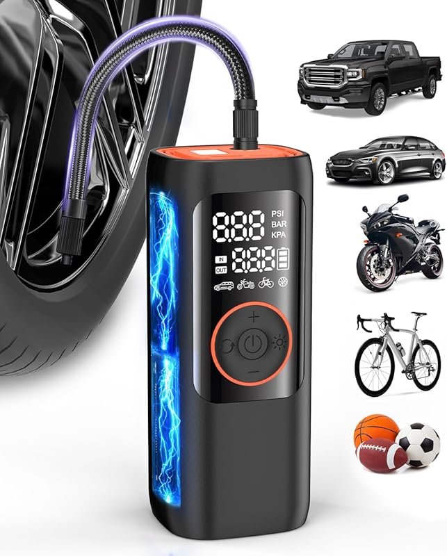 BDO 2025 Cordless Tire Inflator with LCD Display and Auto Shut-Off for