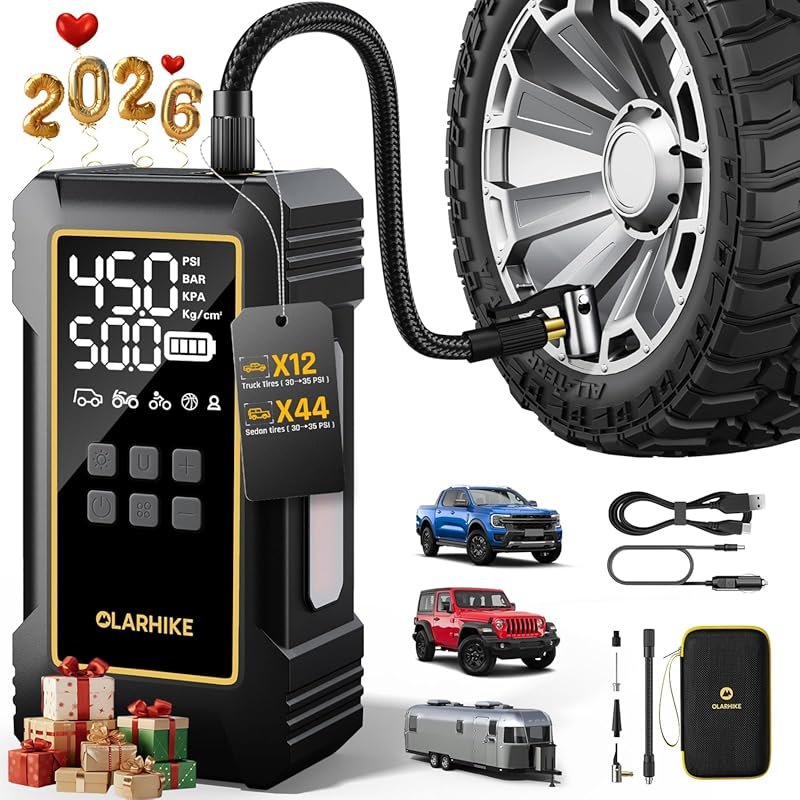 OlarHike 12000mAh Dual Power Air Compressor for RV Tires with 150 PSI 