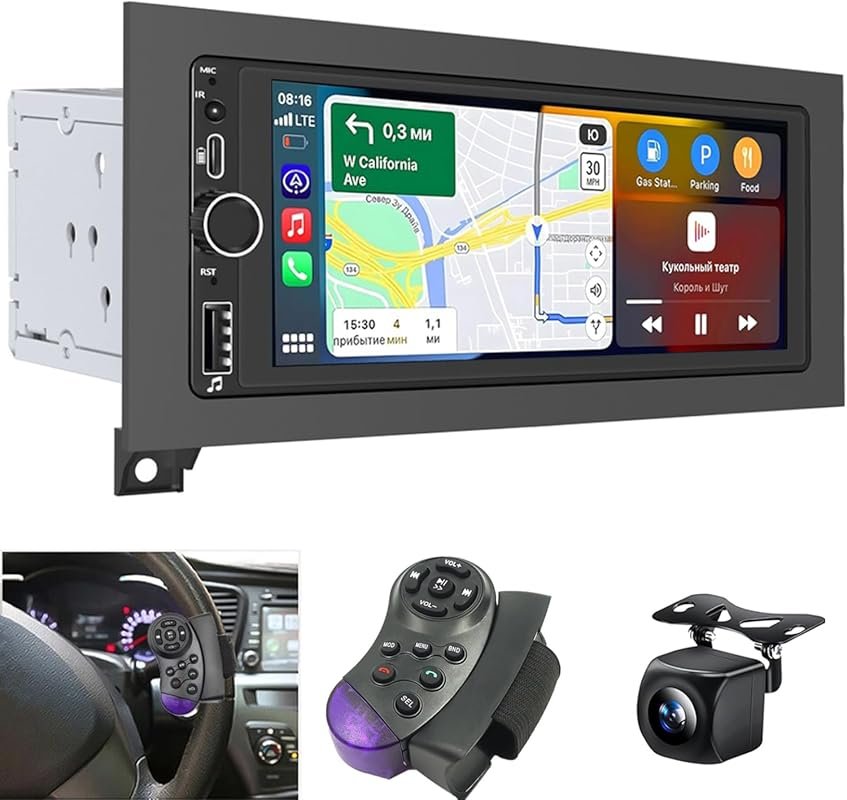 Car Stereo with GPS Navigation, CarPlay, and Android Auto for Jeep Wra