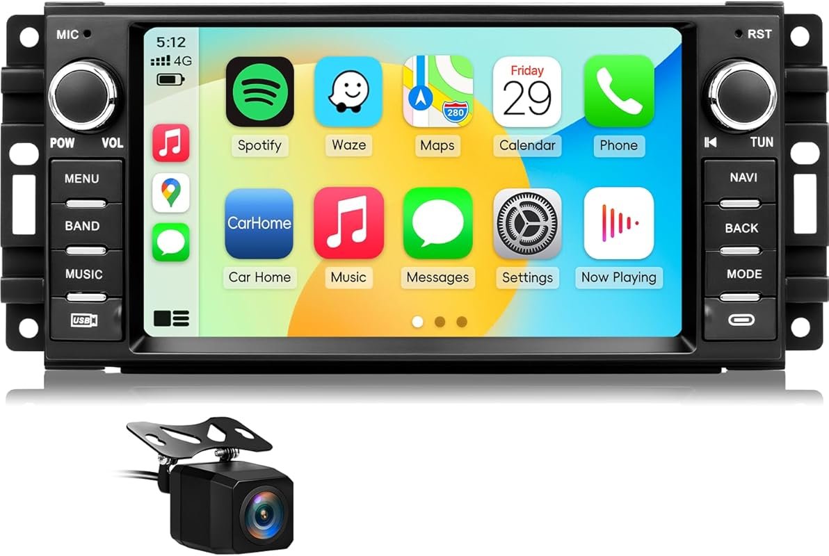 Replacement Car Radio with Apple CarPlay and Android Auto for Jeep Wra