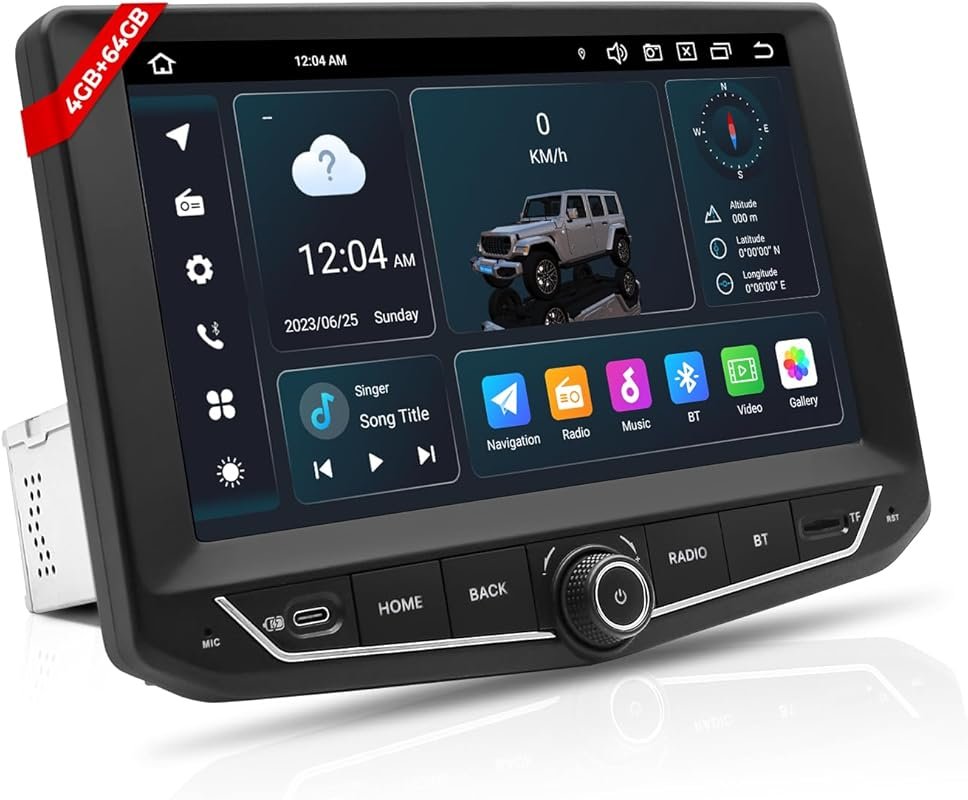 9-Inch Android 14 Car Radio for Jeep Wrangler JK with Apple CarPlay, A