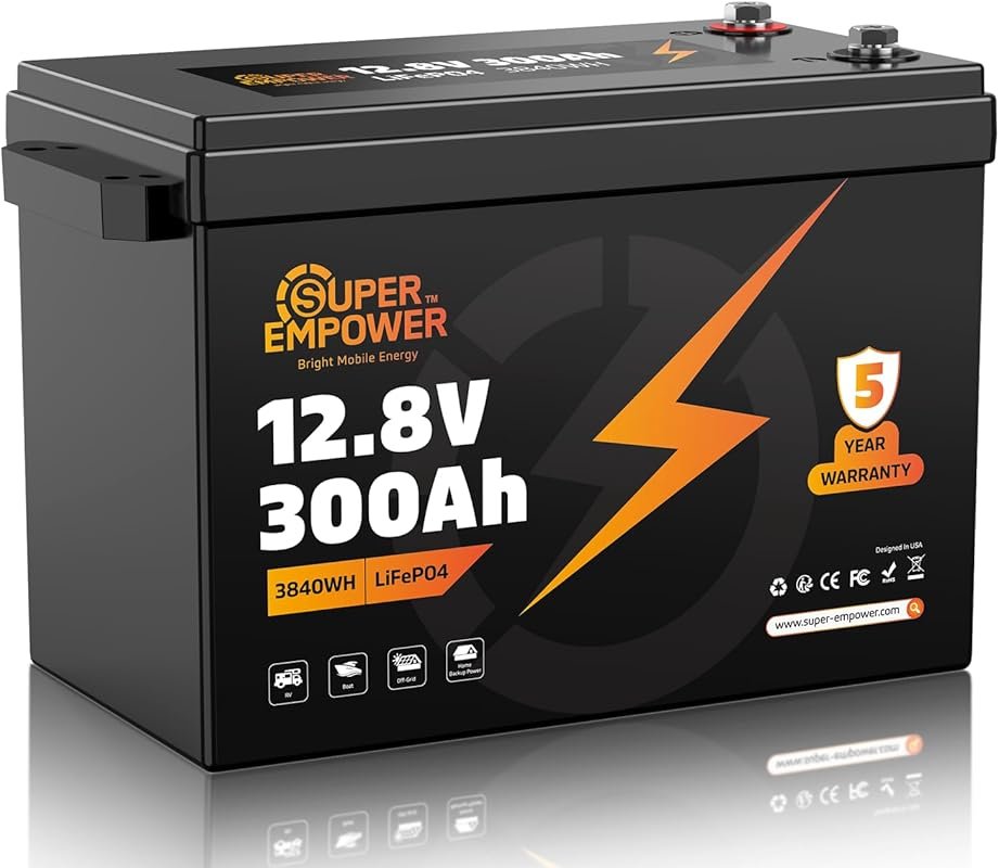 12V 300Ah LiFePO4 Deep Cycle RV Battery with Low-Temp Protection, 200A