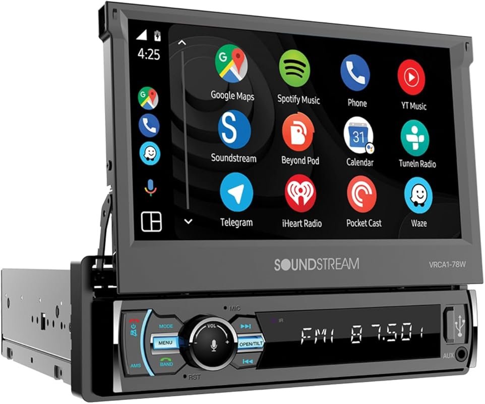 Soundstream 7-Inch Flip-Out Car Stereo with Wireless Apple CarPlay, A