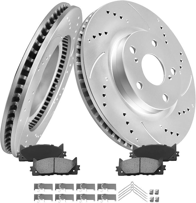 MOTOREVO Drilled Slotted High-Carbon Brake Rotors and Pads Kit for Toy