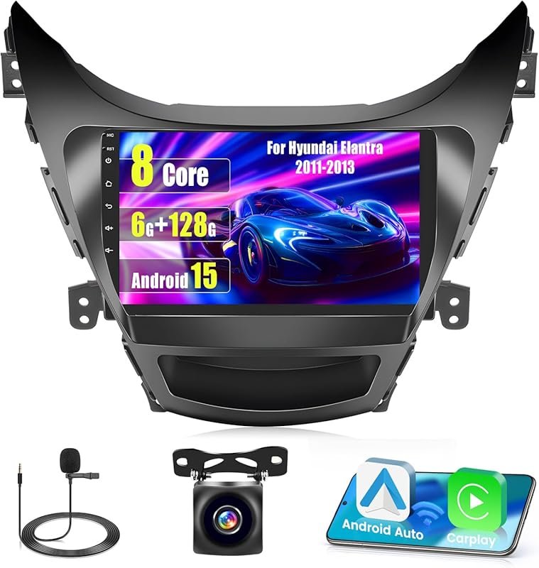 8-Core Android 15 Car Stereo for 2012 Hyundai Elantra with Wireless Ca