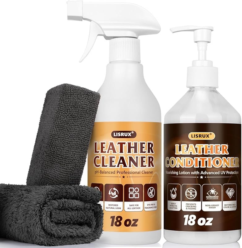 Leather Cleaner and Conditioner Kit for Car Seats, Furniture, Shoes, a