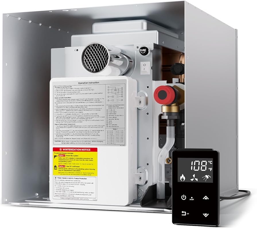 ORBEK 60,000 BTU Propane RV Tankless Water Heater with 12V Power and C