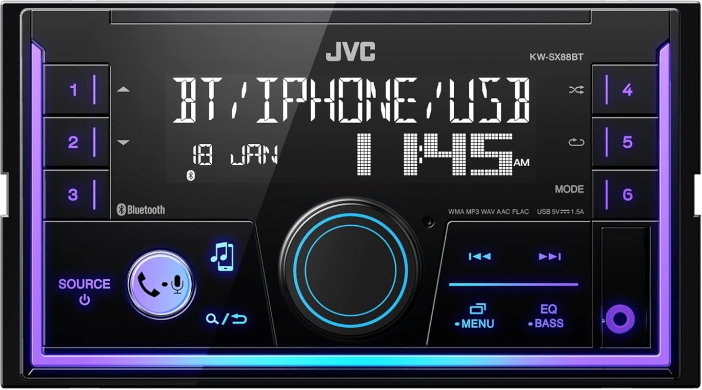 JVC KW-SX88BT Double DIN Media Receiver with Shallow Chassis, Variable