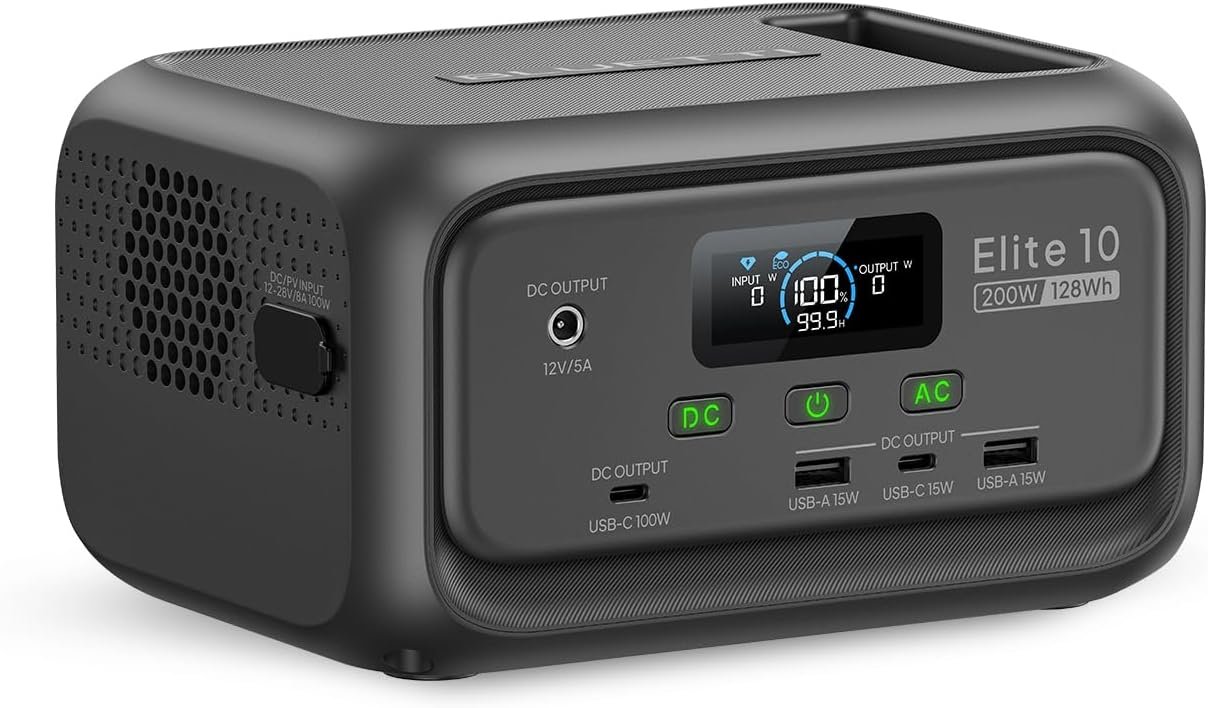 The BLUETTI Elite 10 Portable Power Station is equipped with a 128Wh L