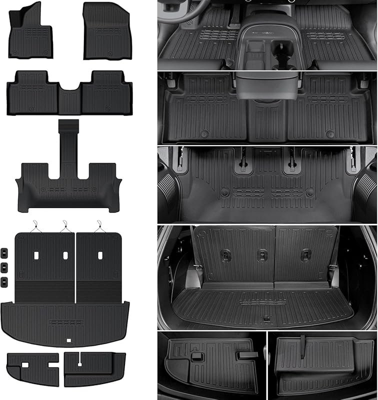TPE All Weather Floor Mats for 2026 Hyundai Palisade Gas with Cargo Ma