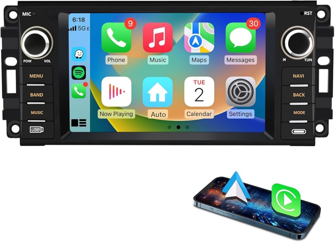 Touch Screen Car Stereo for Jeep Wrangler JK with WiFi, GPS, CarPlay, 