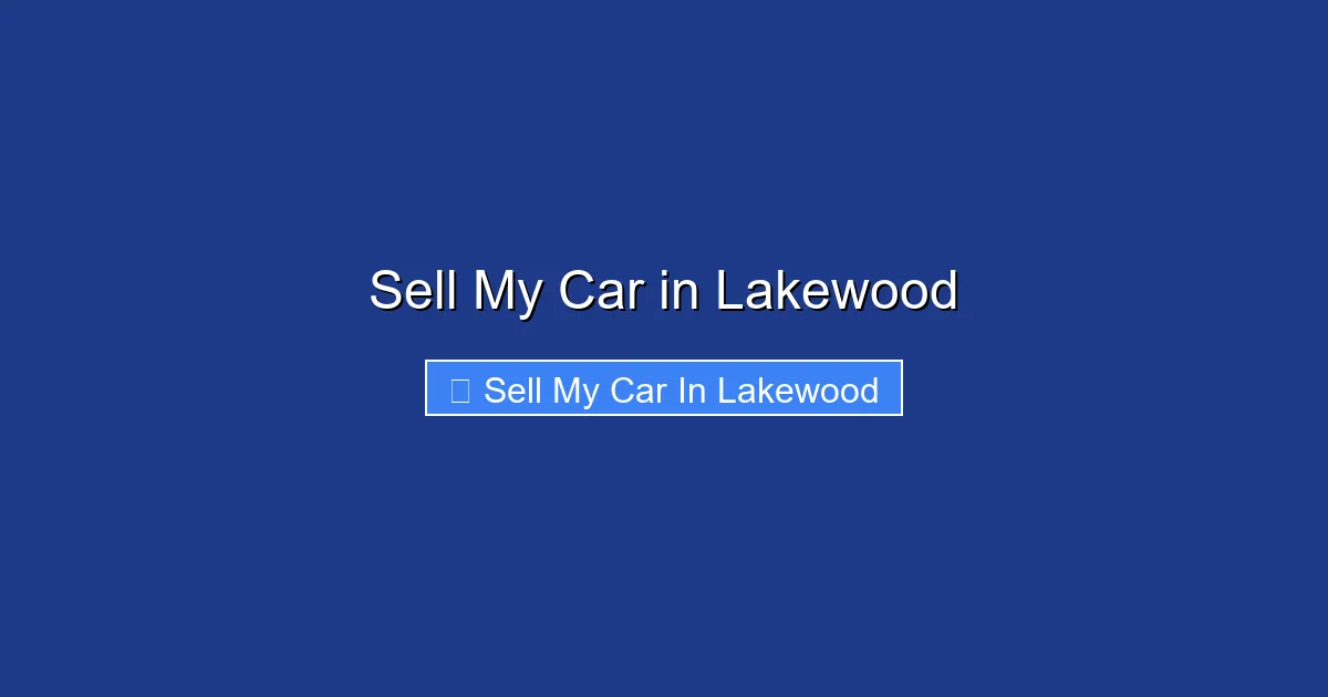 Sell My Car in Lakewood