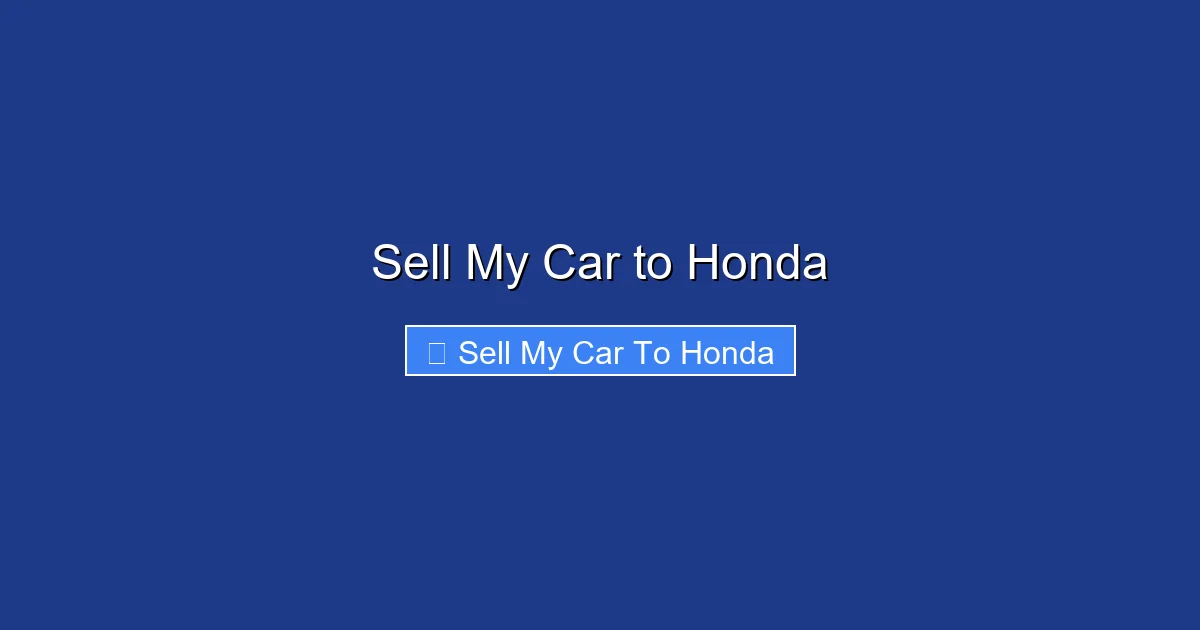 Sell My Car to Honda