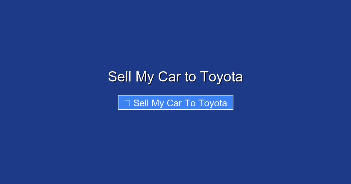 Sell My Car to Toyota