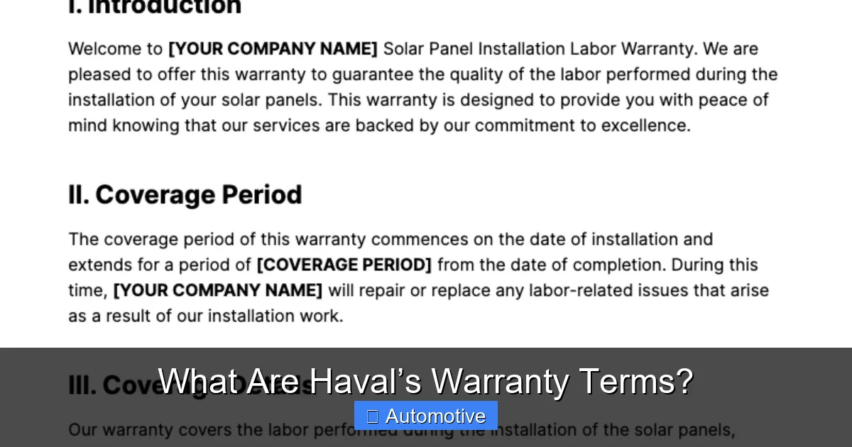 What Are Haval’s Warranty Terms?