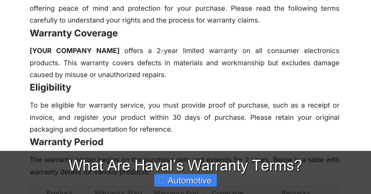 What Are Haval’s Warranty Terms?