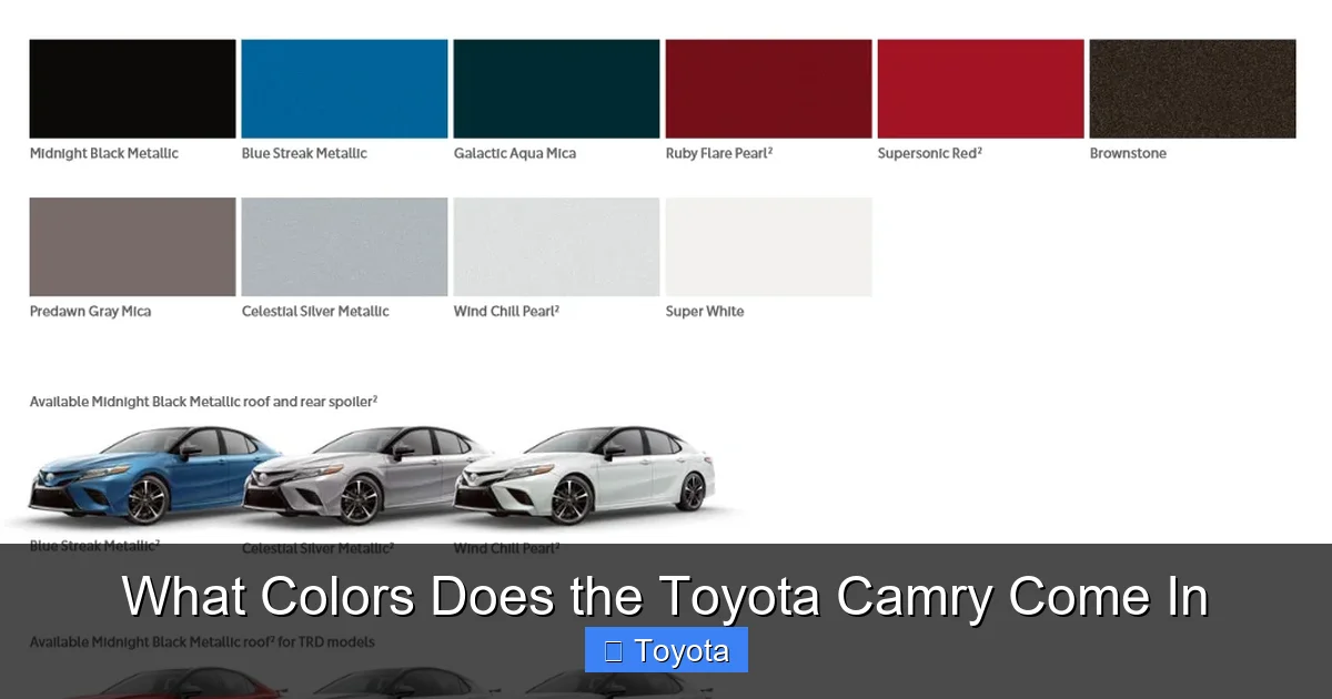 What Colors Does the Toyota Camry Come In