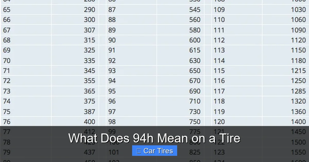 What Does 94h Mean on a Tire