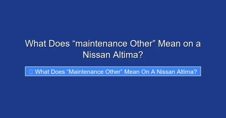 What Does “maintenance Other” Mean on a Nissan Altima?