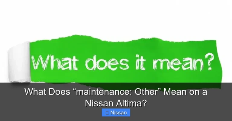 What Does “maintenance: Other” Mean on a Nissan Altima?