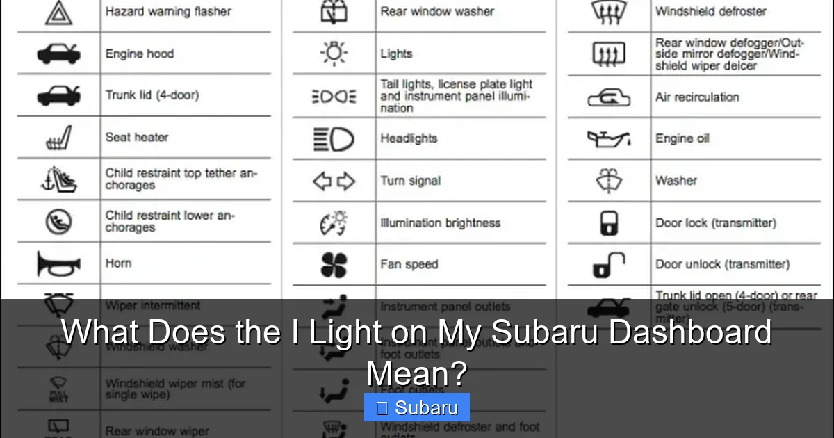 What Does the I Light on My Subaru Dashboard Mean?
