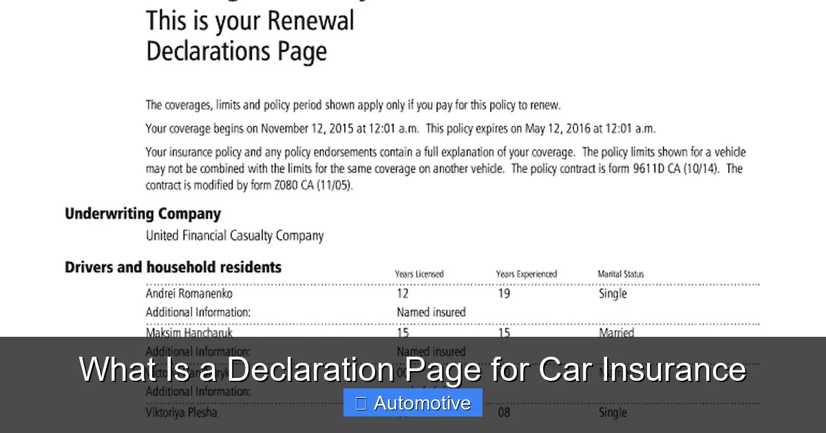 What Is a Declaration Page for Car Insurance
