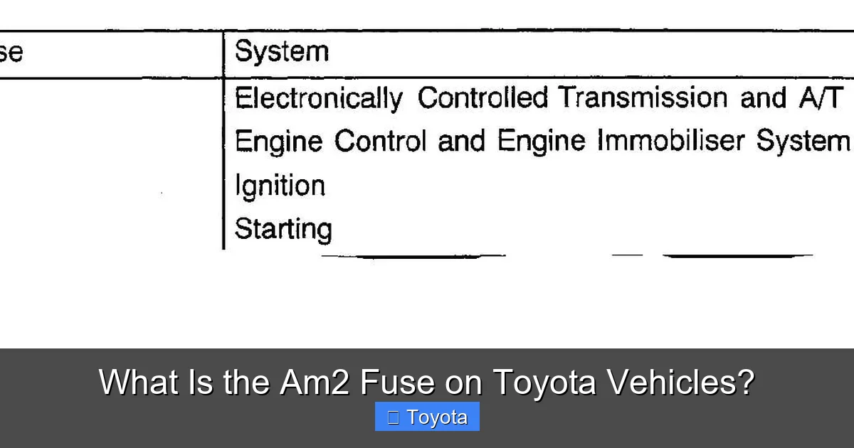What Is the Am2 Fuse on Toyota Vehicles?