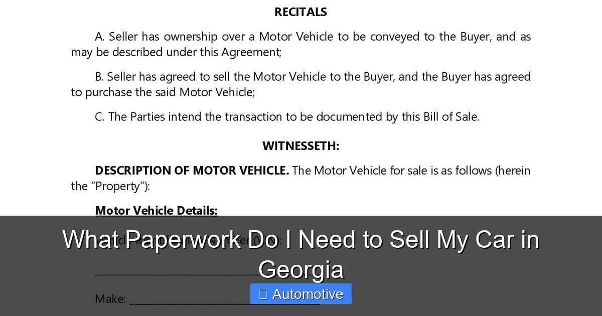 What Paperwork Do I Need to Sell My Car in Georgia