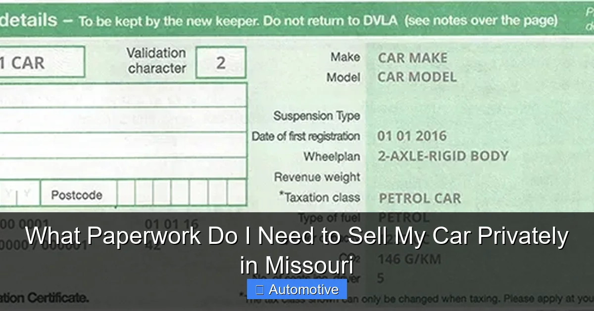 What Paperwork Do I Need to Sell My Car Privately in Missouri